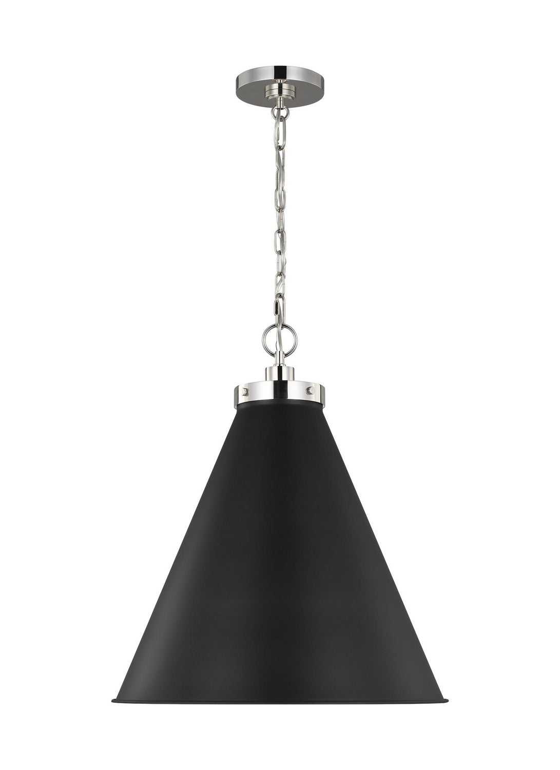 Visual Comfort Studio - CP1281MBKPN - One Light Pendant - Wellfleet - Midnight Black and Polished Nickel