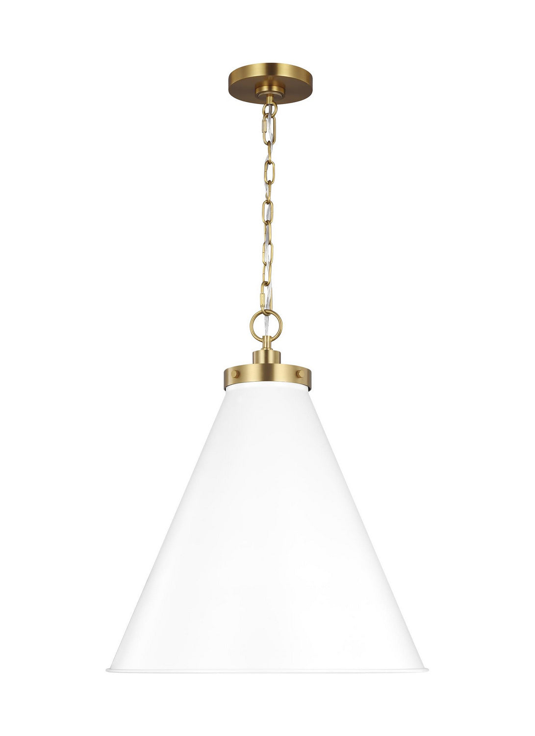 Visual Comfort Studio - CP1281MWTBBS - One Light Pendant - Wellfleet - Matte White and Burnished Brass