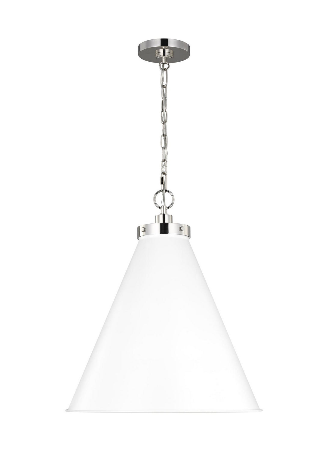 Visual Comfort Studio - CP1281MWTPN - One Light Pendant - Wellfleet - Matte White and Polished Nickel