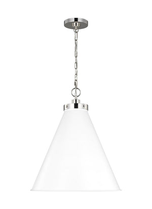 Visual Comfort Studio - CP1281MWTPN - One Light Pendant - Wellfleet - Matte White and Polished Nickel