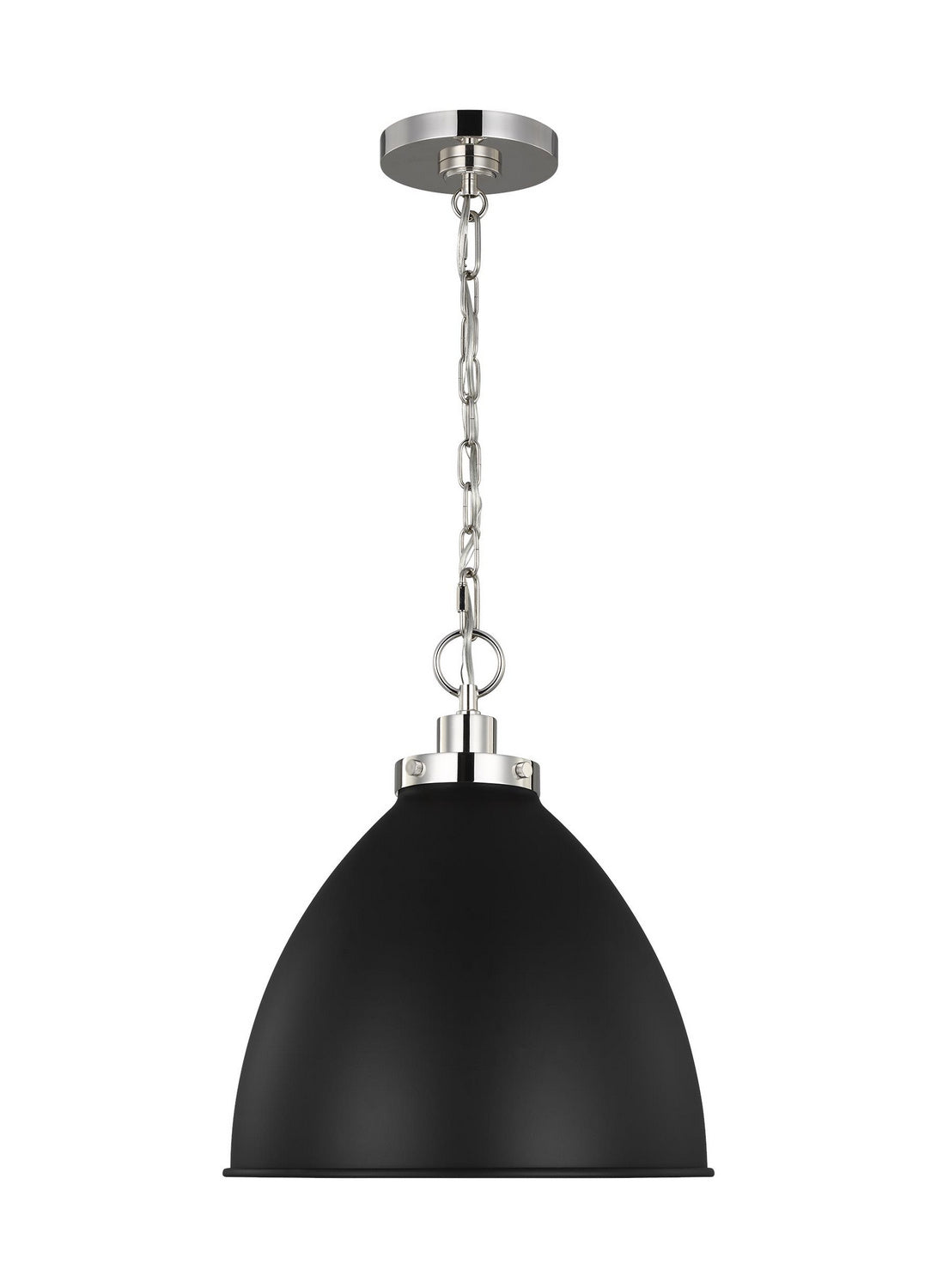 Visual Comfort Studio - CP1291MBKPN - One Light Pendant - Wellfleet - Midnight Black and Polished Nickel