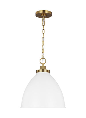 Visual Comfort Studio - CP1291MWTBBS - One Light Pendant - Wellfleet - Matte White and Burnished Brass