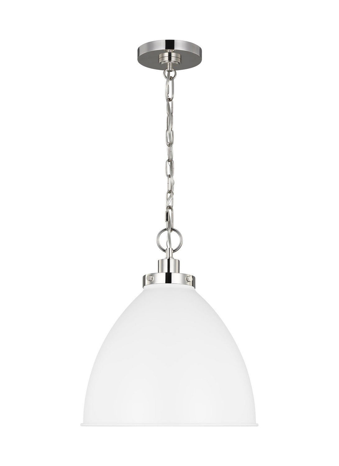 Visual Comfort Studio - CP1291MWTPN - One Light Pendant - Wellfleet - Matte White and Polished Nickel