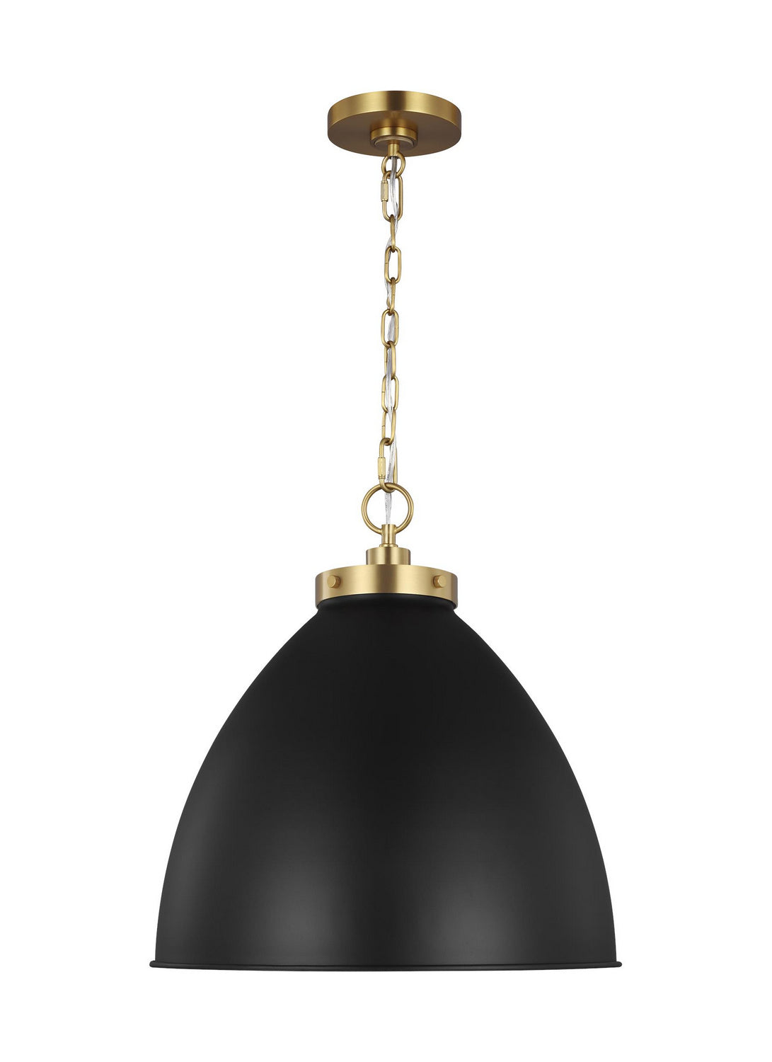 Visual Comfort Studio - CP1301MBKBBS - One Light Pendant - Wellfleet - Midnight Black and Burnished Brass