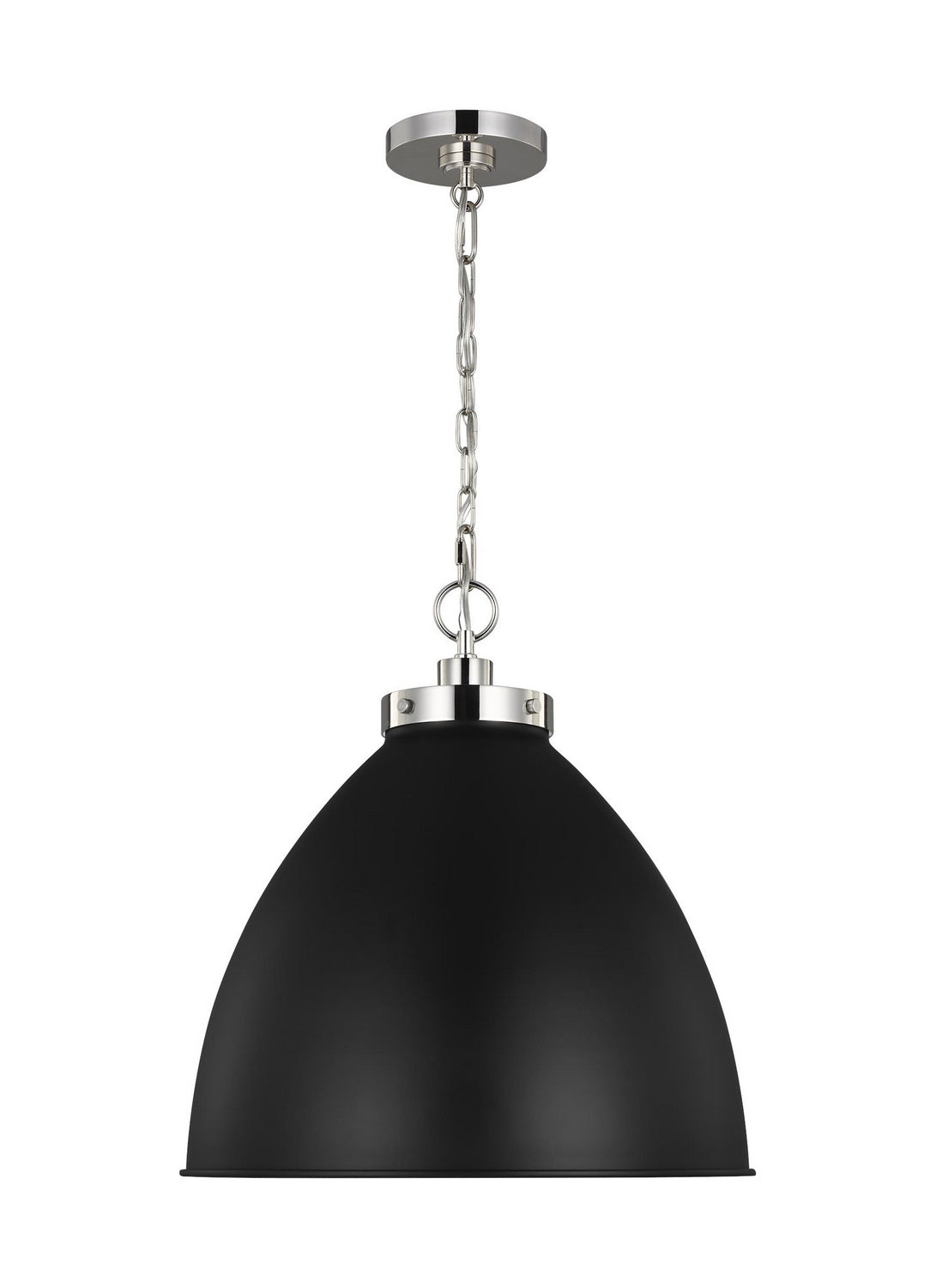 Visual Comfort Studio - CP1301MBKPN - One Light Pendant - Wellfleet - Midnight Black and Polished Nickel