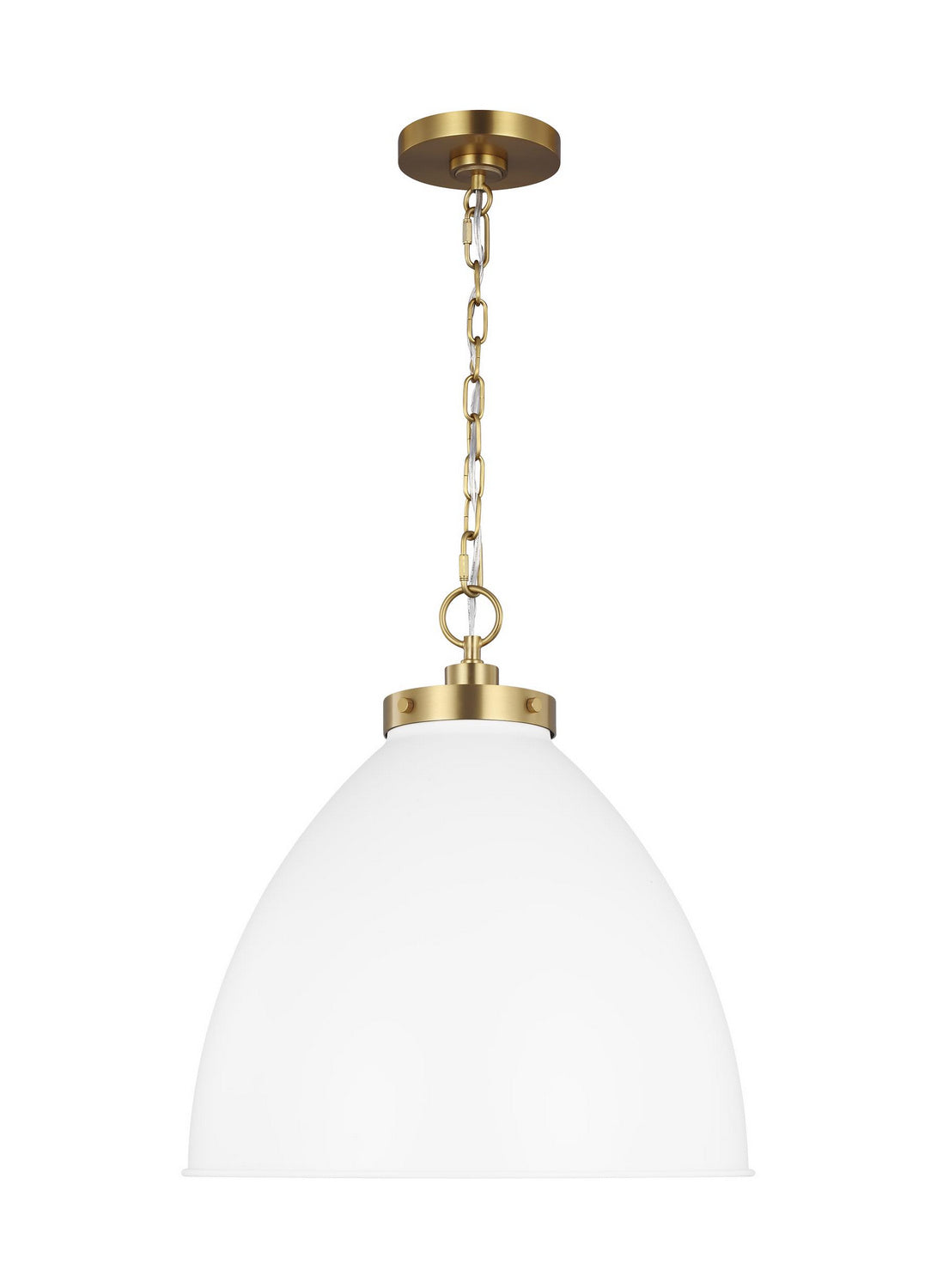 Visual Comfort Studio - CP1301MWTBBS - One Light Pendant - Wellfleet - Matte White and Burnished Brass