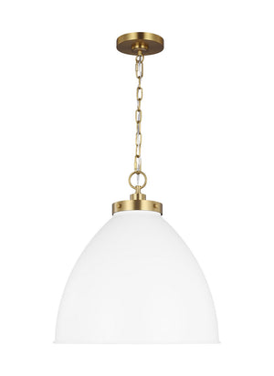 Visual Comfort Studio - CP1301MWTBBS - One Light Pendant - Wellfleet - Matte White and Burnished Brass