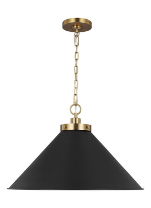 Visual Comfort Studio - CP1311MBKBBS - One Light Pendant - Wellfleet - Midnight Black and Burnished Brass