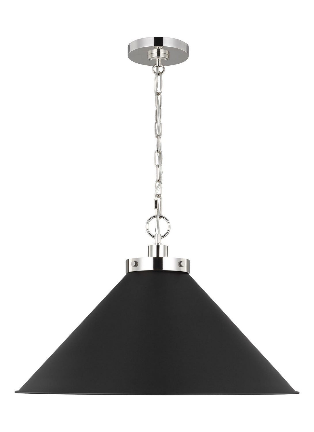 Visual Comfort Studio - CP1311MBKPN - One Light Pendant - Wellfleet - Midnight Black and Polished Nickel