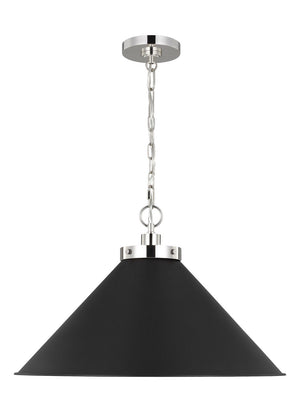 Visual Comfort Studio - CP1311MBKPN - One Light Pendant - Wellfleet - Midnight Black and Polished Nickel