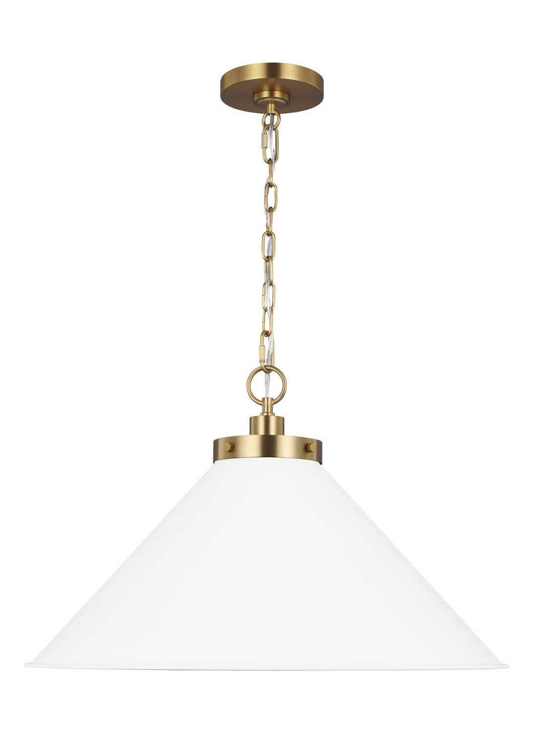 Visual Comfort Studio - CP1311MWTBBS - One Light Pendant - Wellfleet - Matte White and Burnished Brass