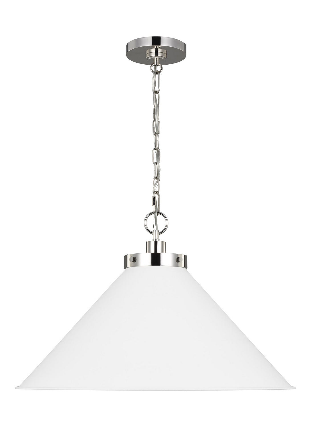 Visual Comfort Studio - CP1311MWTPN - One Light Pendant - Wellfleet - Matte White and Polished Nickel