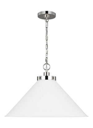 Visual Comfort Studio - CP1311MWTPN - One Light Pendant - Wellfleet - Matte White and Polished Nickel