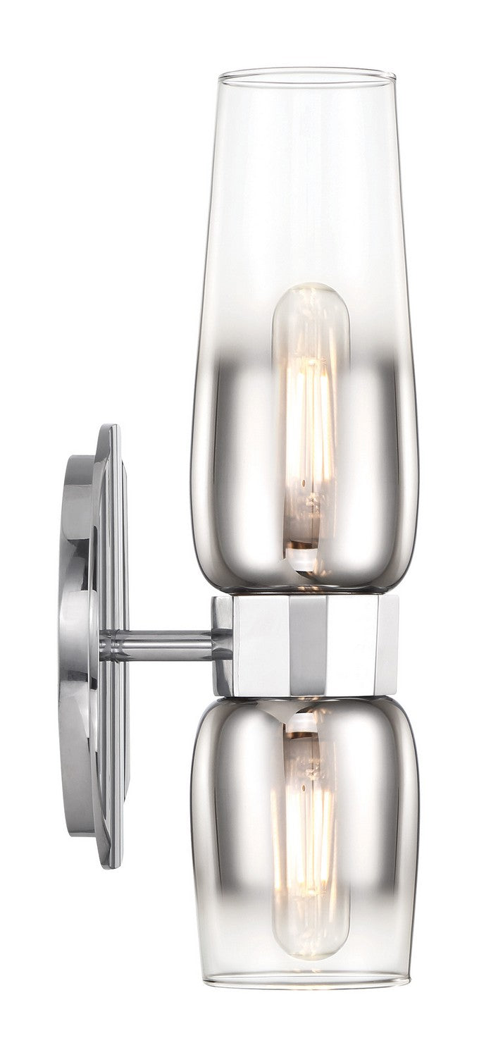 Norwell Lighting - 9760-CH-CLGR - Two Light Wall Sconce - Flame - Chrome