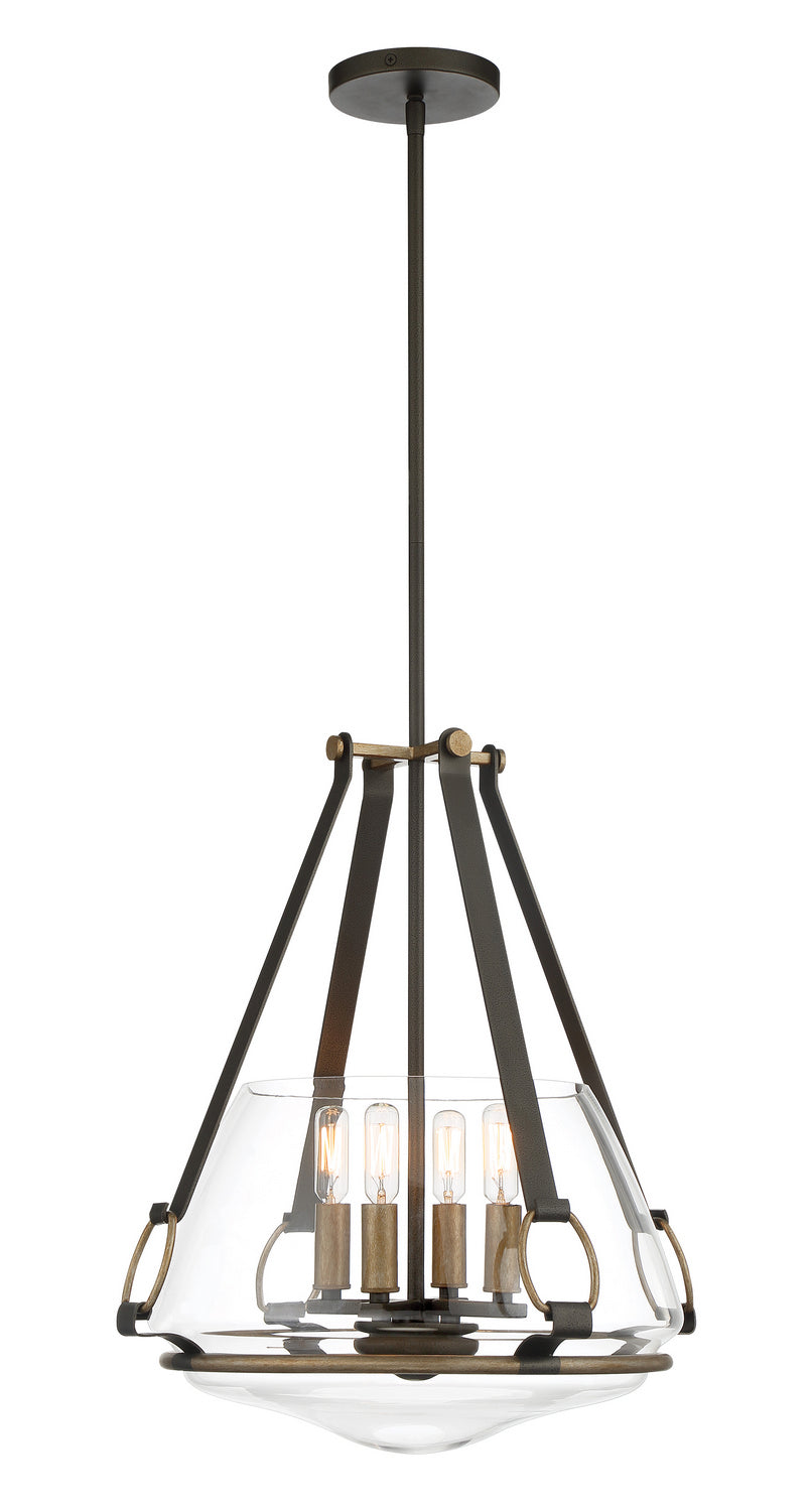 Minka-Lavery - 3904-107 - Four Light Pendant/Semi Flush Mount - Eden Valley - Smoked Iron w/Aged Gold