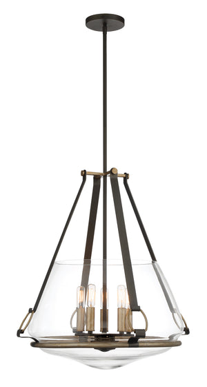Minka-Lavery - 3905-107 - Five Light Pendant/Semi Flush Mount - Eden Valley - Smoked Iron w/Aged Gold
