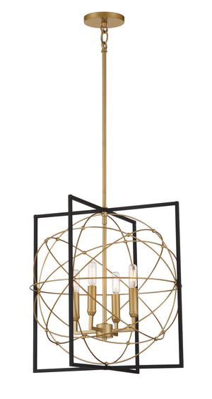 Minka-Lavery - 3914-707A - Four Light Pendant - Titans Trace - Sand Coal w/Painted Honey Gold