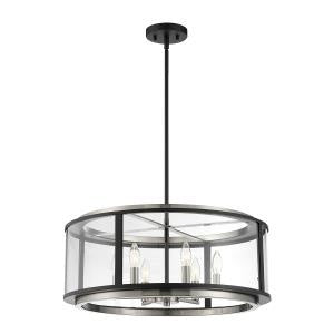 Eurofase - 38276-019 - Six Light Pendant - Tambouro - Matte Black/Satin Nickel