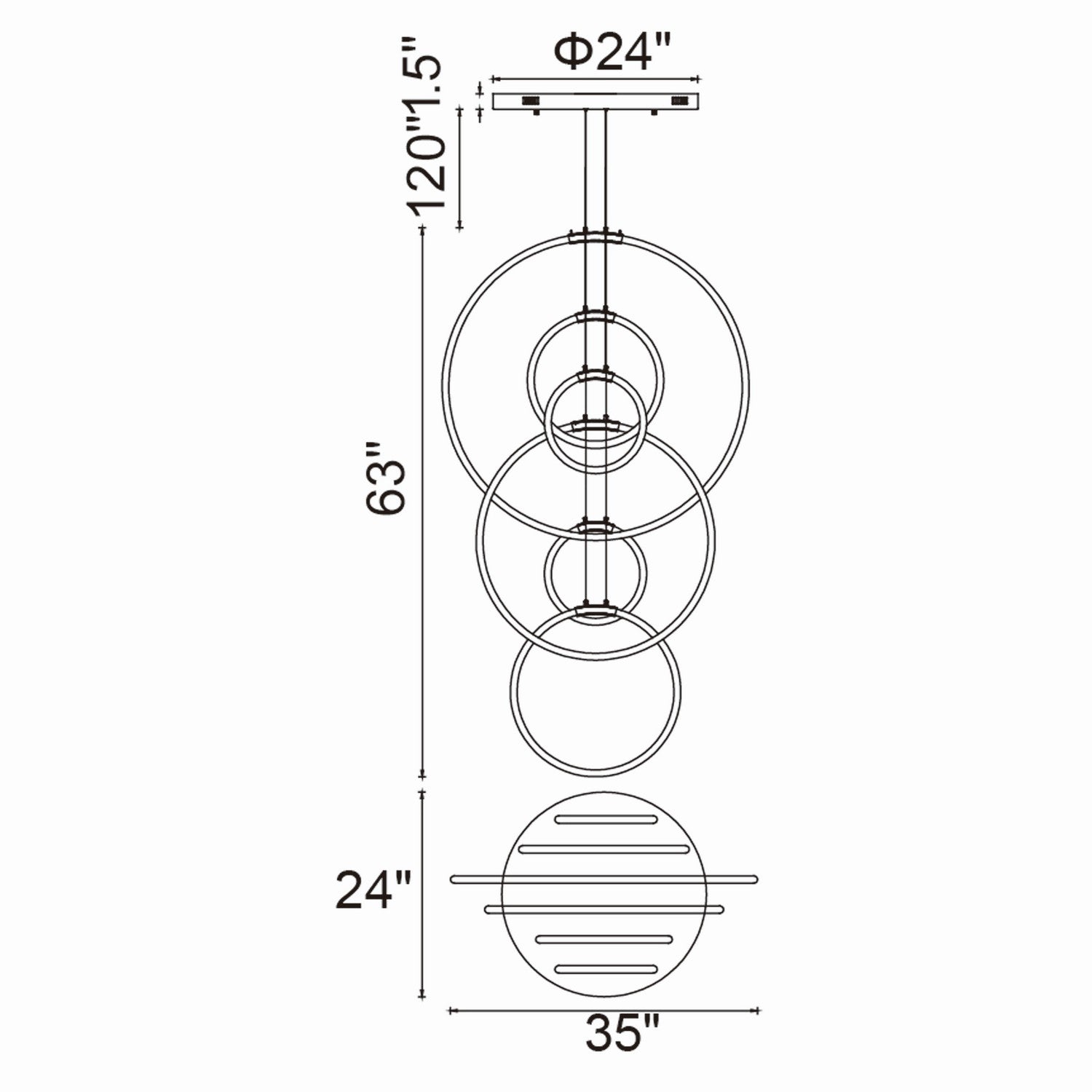 CWI Lighting - 1273P35-6-602-R - LED Chandelier - Hoops - Satin Gold