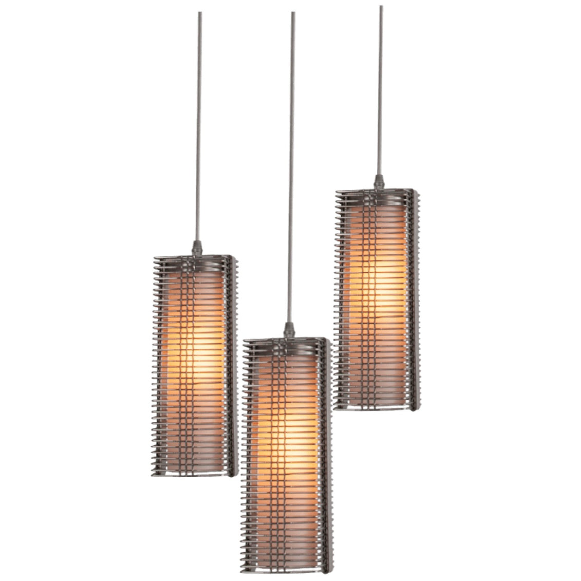 Hammerton Studio - CHB0020-03-BS-F-C01-E2 - Three Light Pendant - Downtown Mesh - Beige Silver