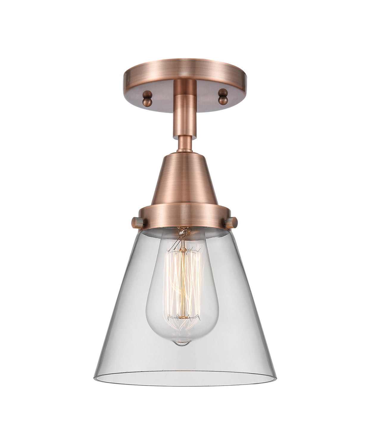 Innovations - 447-1C-AC-G62 - One Light Flush Mount - Caden - Antique Copper