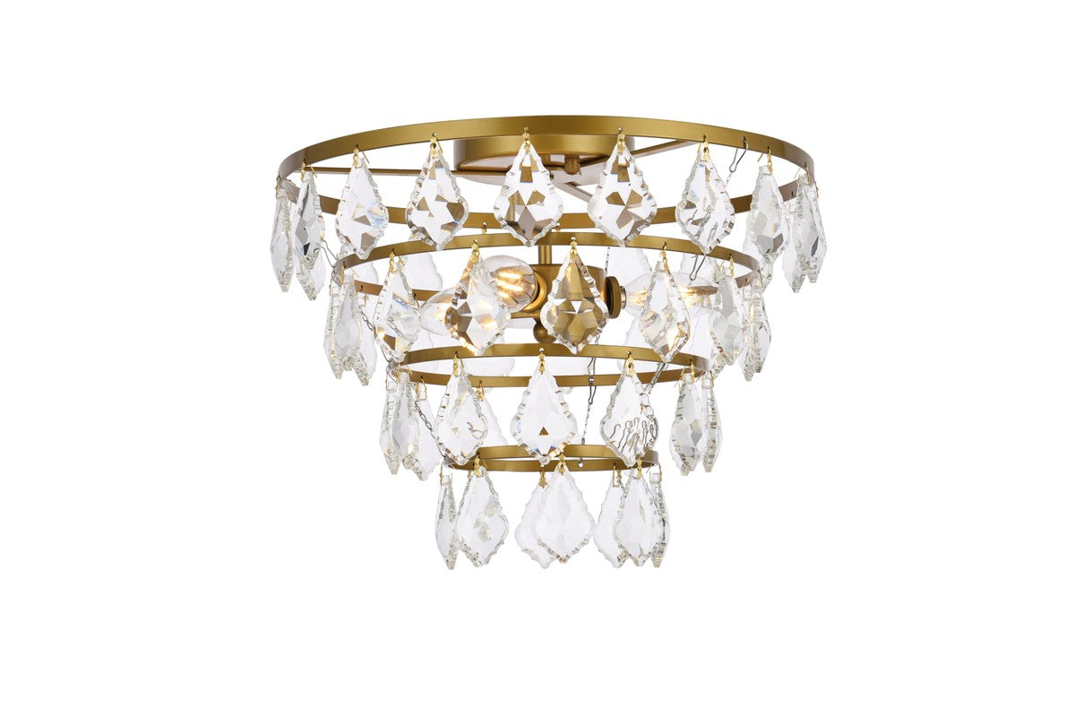 Elegant Lighting - 1101F14BR - Three Light Flush Mount - Ella - Brass