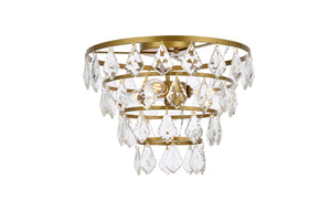 Elegant Lighting - 1101F14BR - Three Light Flush Mount - Ella - Brass