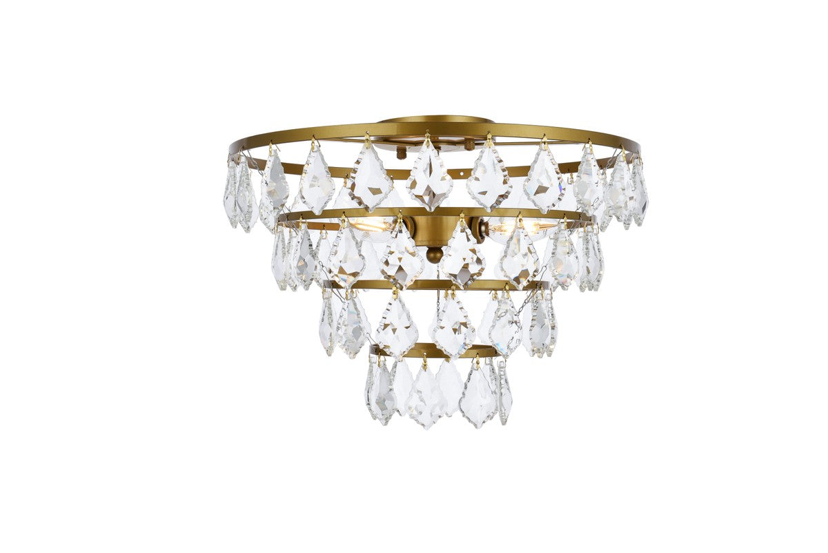 Elegant Lighting - 1101F16BR - Three Light Flush Mount - Ella - Brass