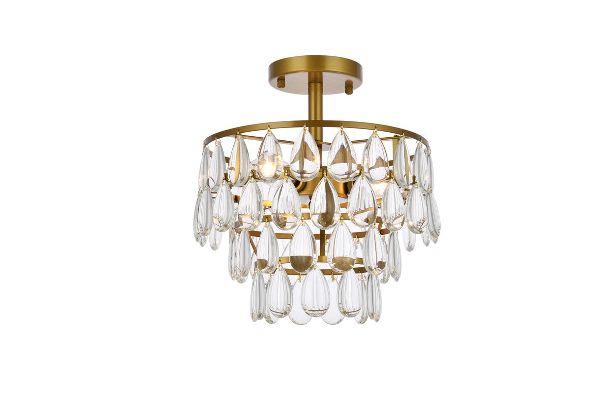 Elegant Lighting - 1103F12BR - Three Light Flush Mount - Mila - Brass