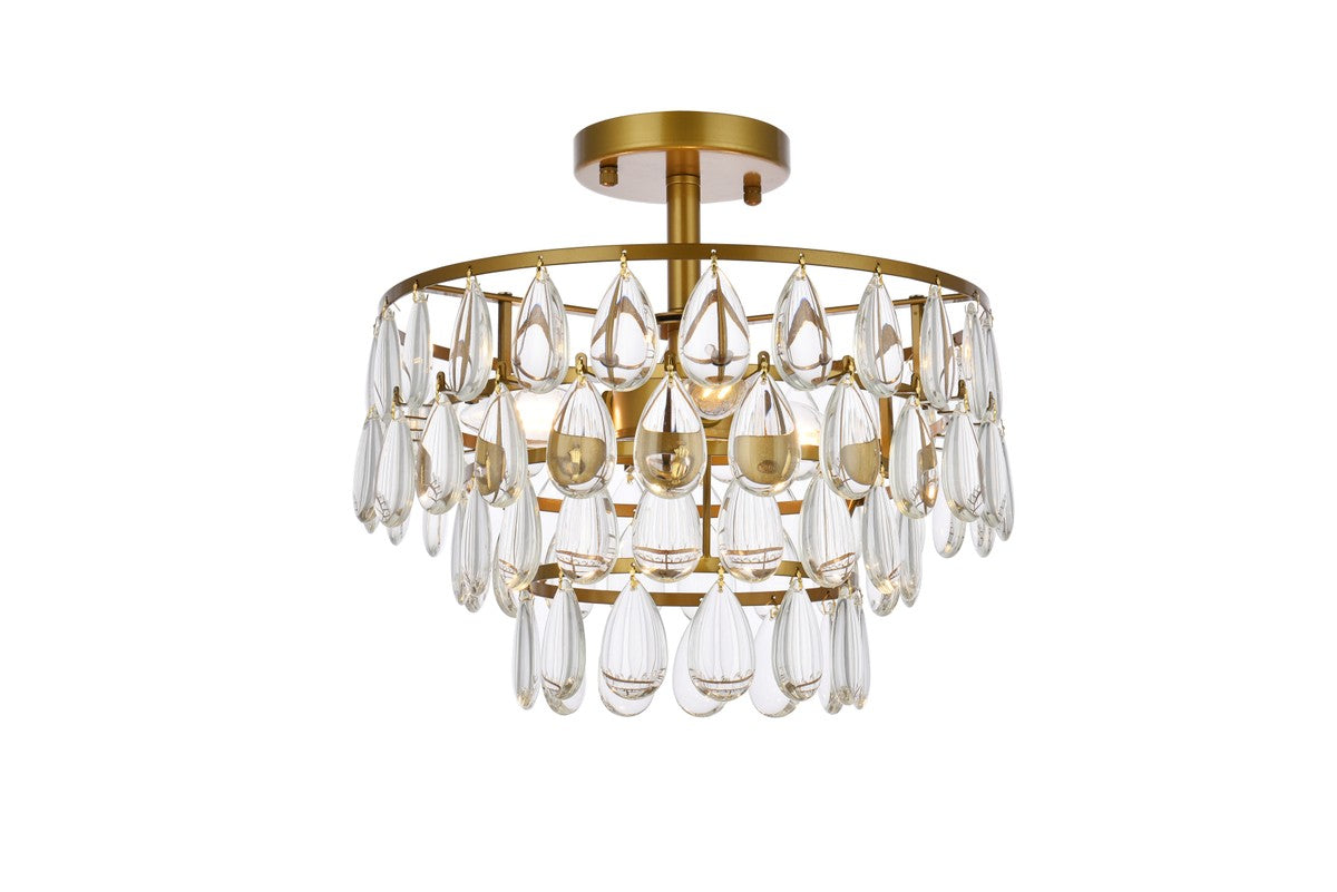 Elegant Lighting - 1103F14BR - Three Light Flush Mount - Mila - Brass