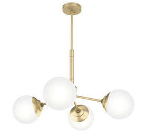 Hunter - 19016 - Four Light Chandelier - Hepburn - Modern Brass