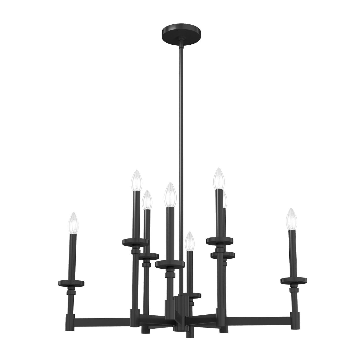 Hunter - 19054 - Eight Light Chandelier - Briargrove - Matte Black