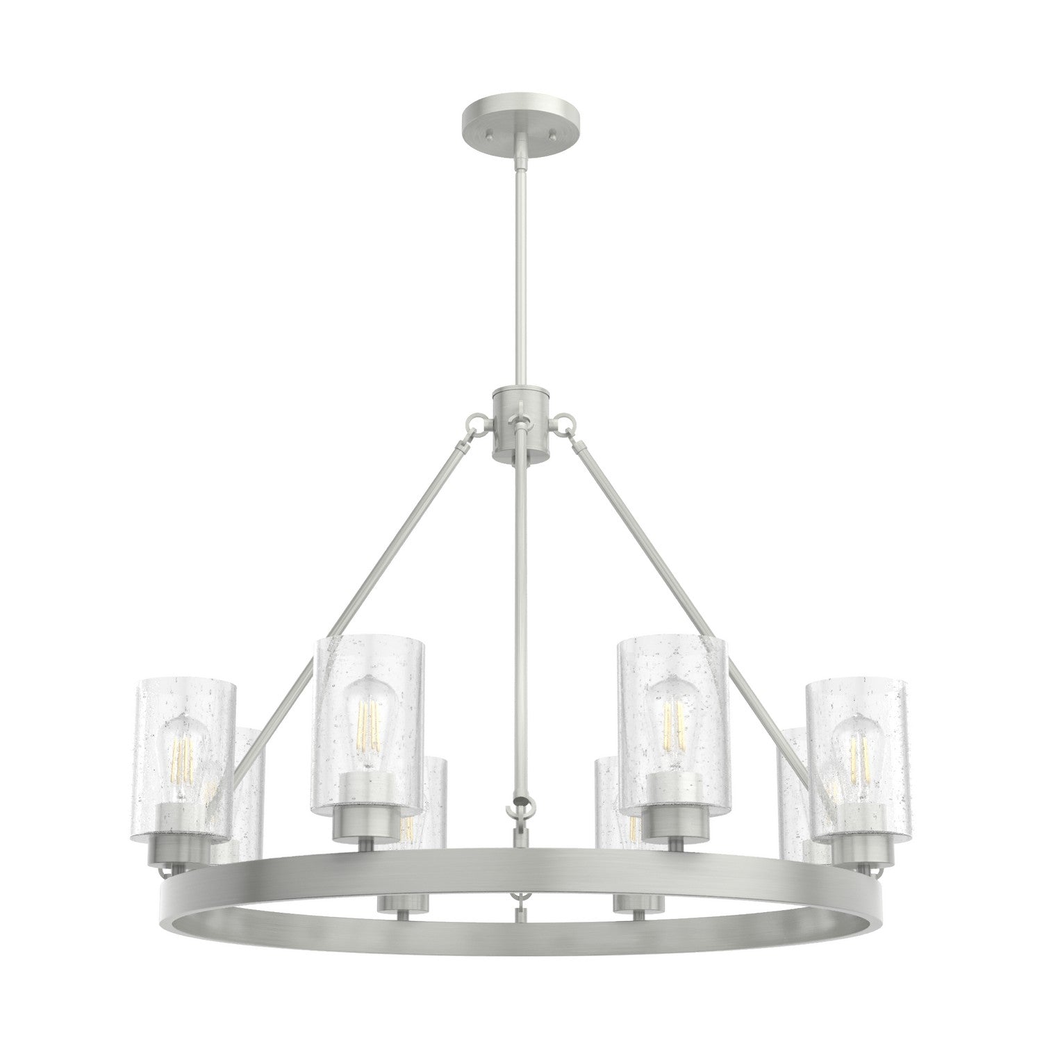 Hunter - 19135 - Eight Light Chandelier - Hartland - Brushed Nickel