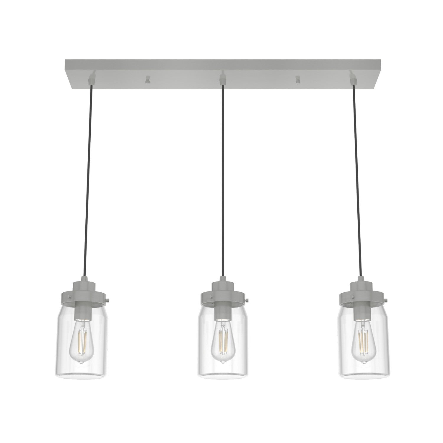 Hunter - 19156 - Three Light Pendant - Devon Park - Brushed Nickel
