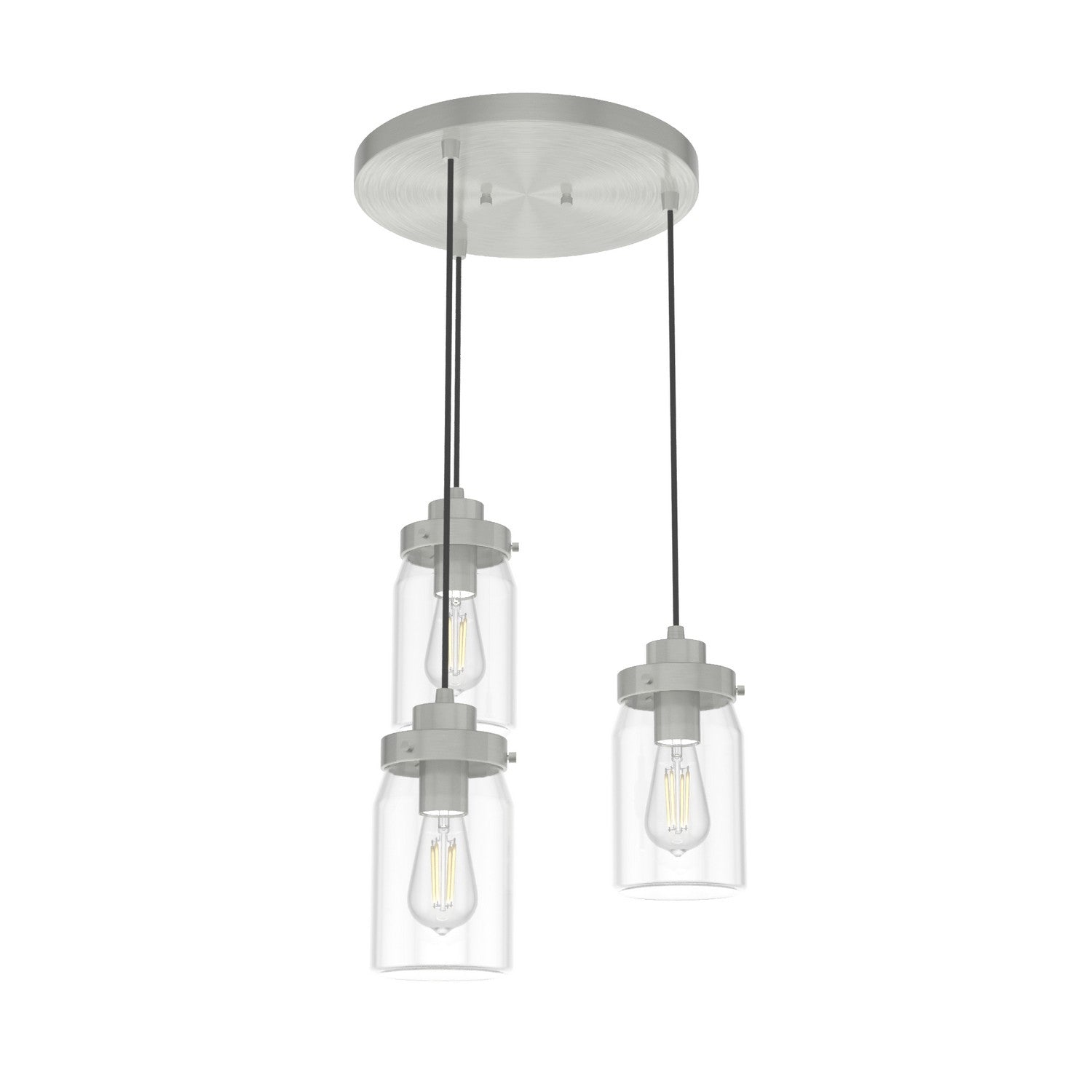 Hunter - 19158 - Three Light Pendant - Devon Park - Brushed Nickel