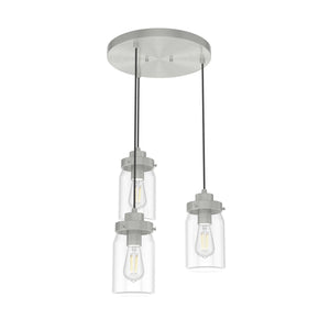 Hunter - 19158 - Three Light Pendant - Devon Park - Brushed Nickel