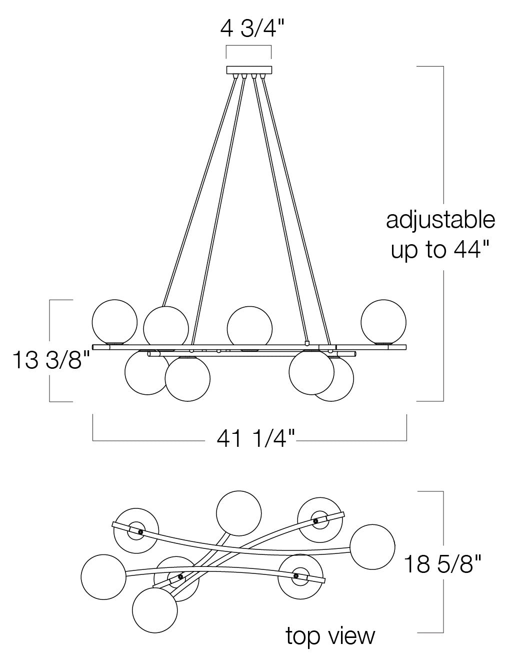 Norwell Lighting - 9680-ADB-OP - Eight Light Pendant - Perch - Acid Dipped Black