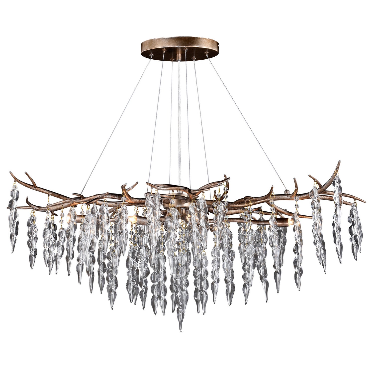 Vaxcel - H0231 - Six Light Linear Chandelier - Rainier - Silver Mist