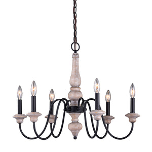 Vaxcel - H0236 - Six Light Chandelier - Georgetown - Vintage Ash and Oil Burnished Bronze