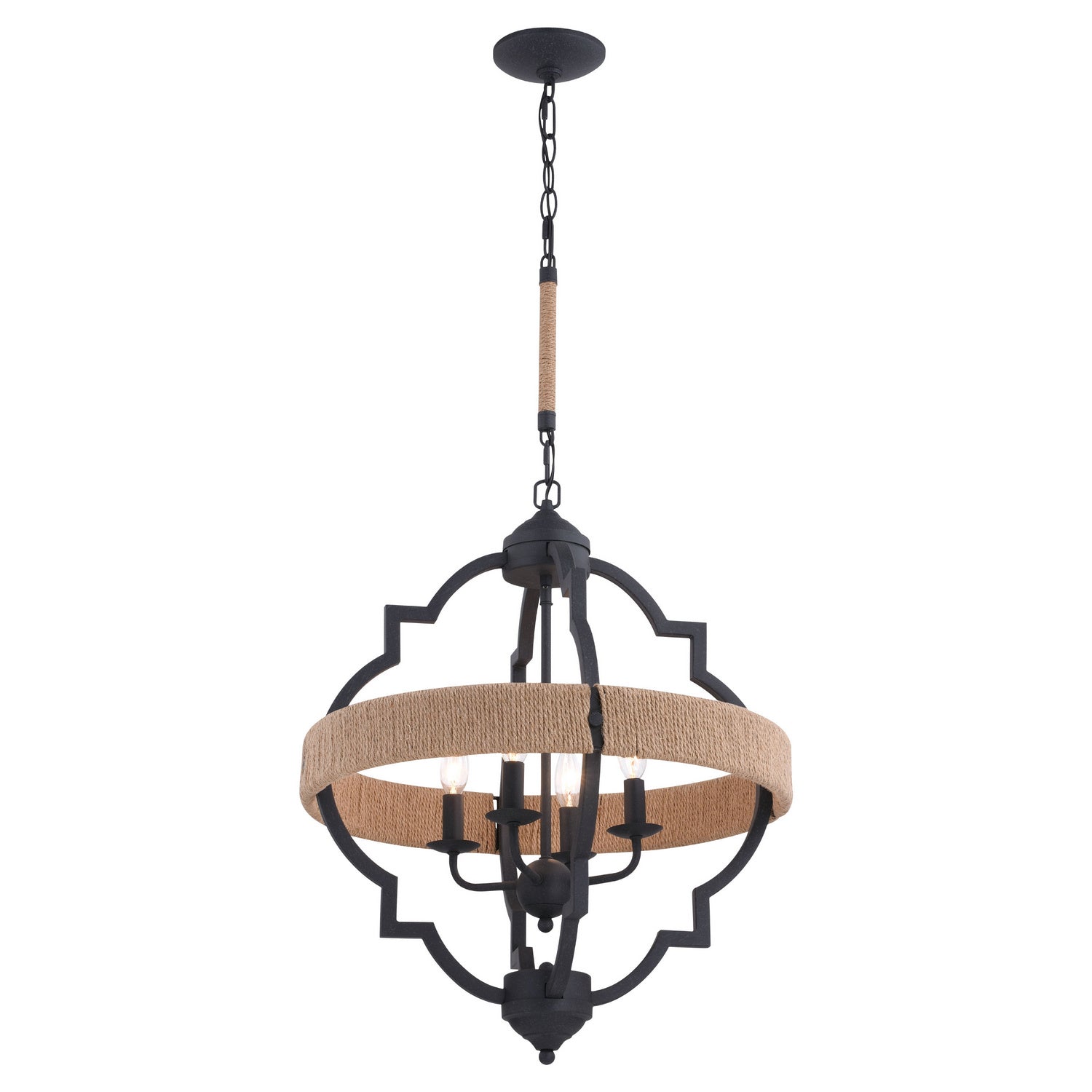 Vaxcel - P0308 - Four Light Pendant - Beaumont - Textured Gray