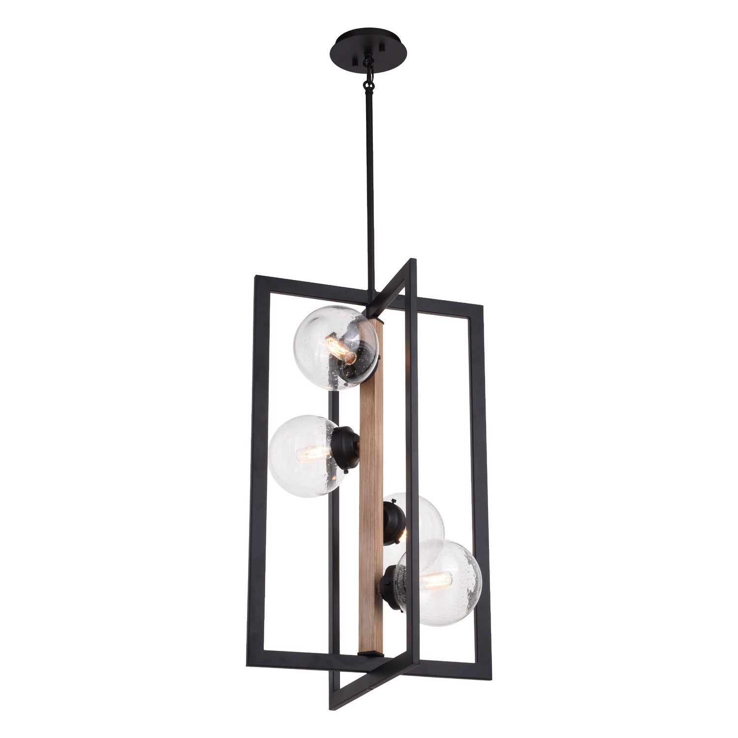 Vaxcel - P0339 - Four Light Pendant - Bridgeview - Oil Rubbed Bronze and Light Walnut