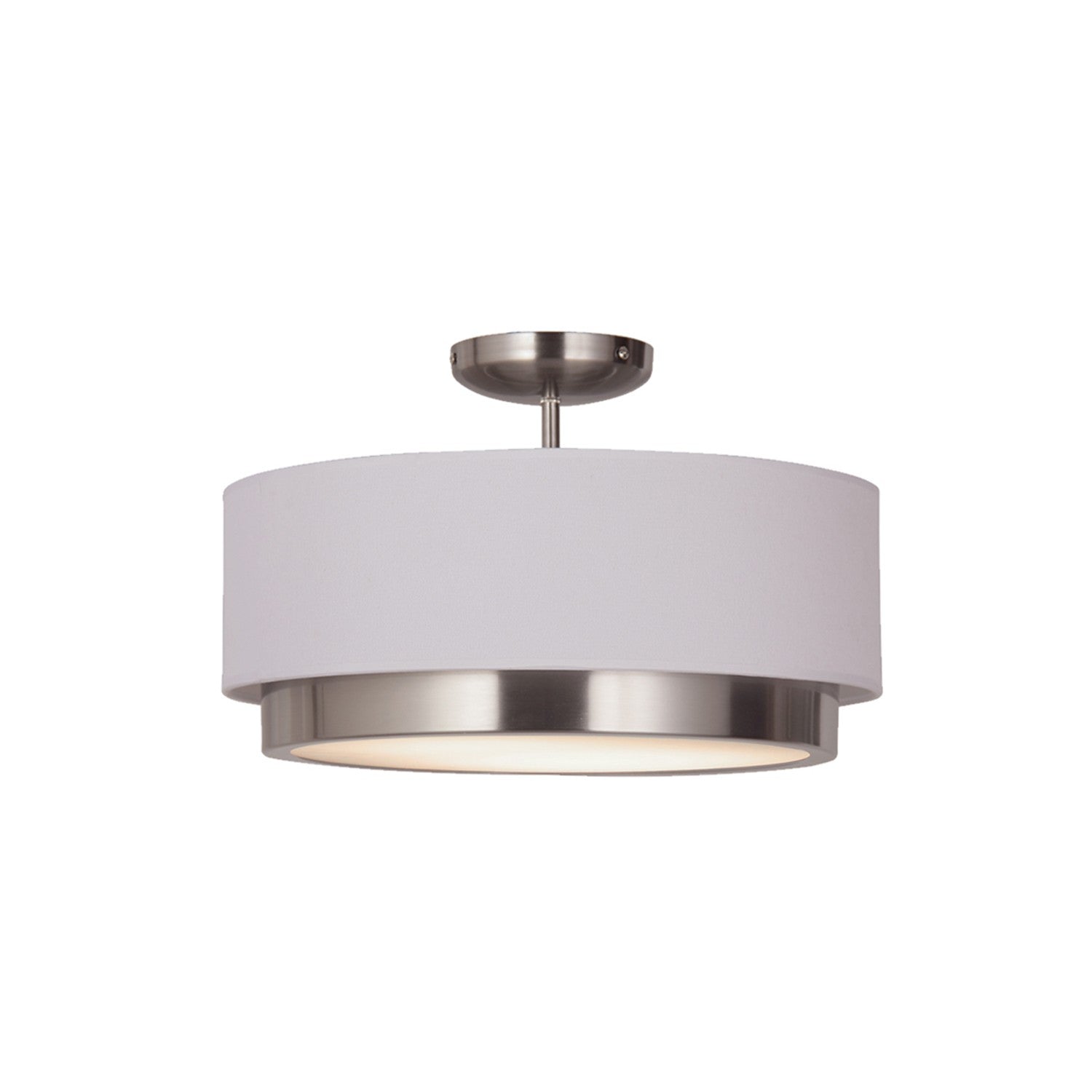 Justice Designs - FAB-4470-WHTE-NCKL - LED Semi-Flush Mount - Textile - Brushed Nickel