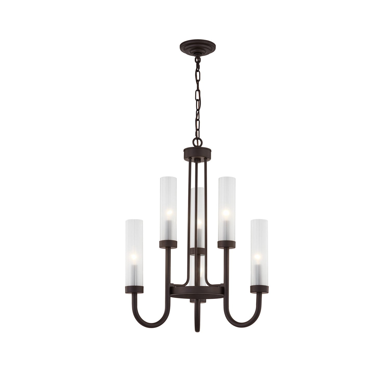 Justice Designs - FSN-4343-CLFR-DBRZ - Six Light Chandelier - Fusion - Dark Bronze