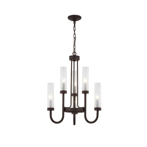 Justice Designs - FSN-4343-CLFR-DBRZ - Six Light Chandelier - Fusion - Dark Bronze