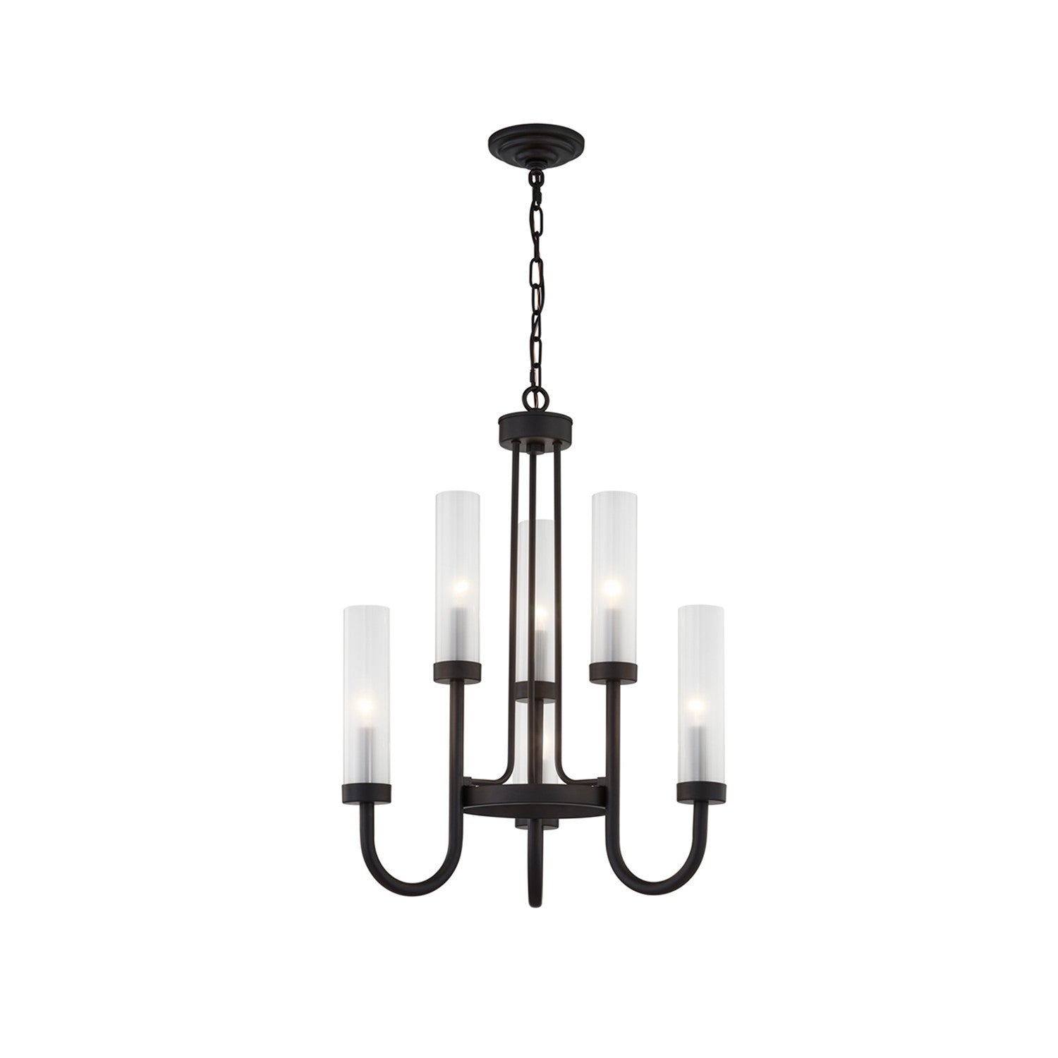 Justice Designs - FSN-4343-CLFR-MBLK - Six Light Chandelier - Fusion - Matte Black