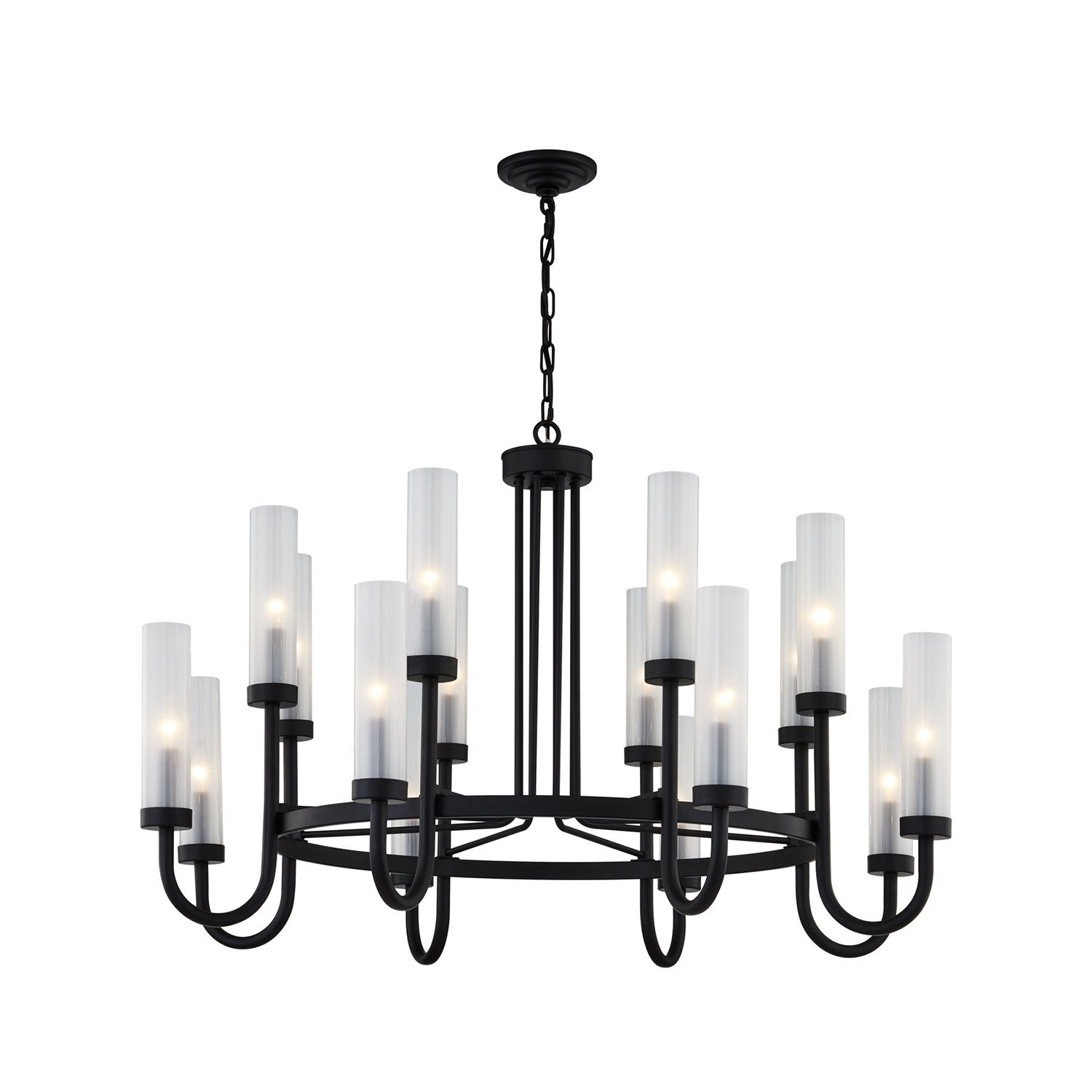 Justice Designs - FSN-4345-CLFR-MBLK - 16 Light Chandelier - Fusion - Matte Black