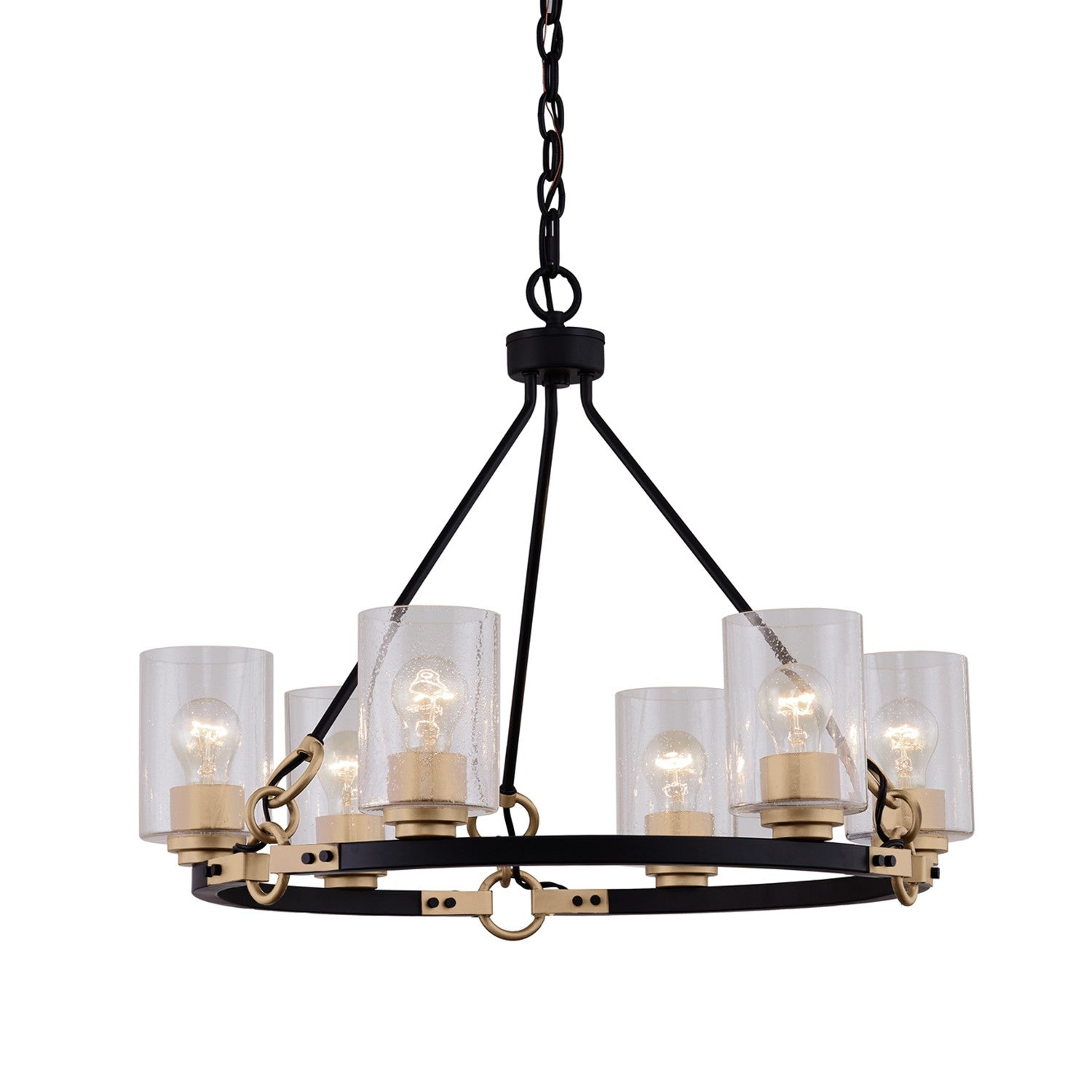 Justice Designs - FSN-4352-SEED-MBBR - Six Light Chandelier - Fusion - Matte Black w/ Brass