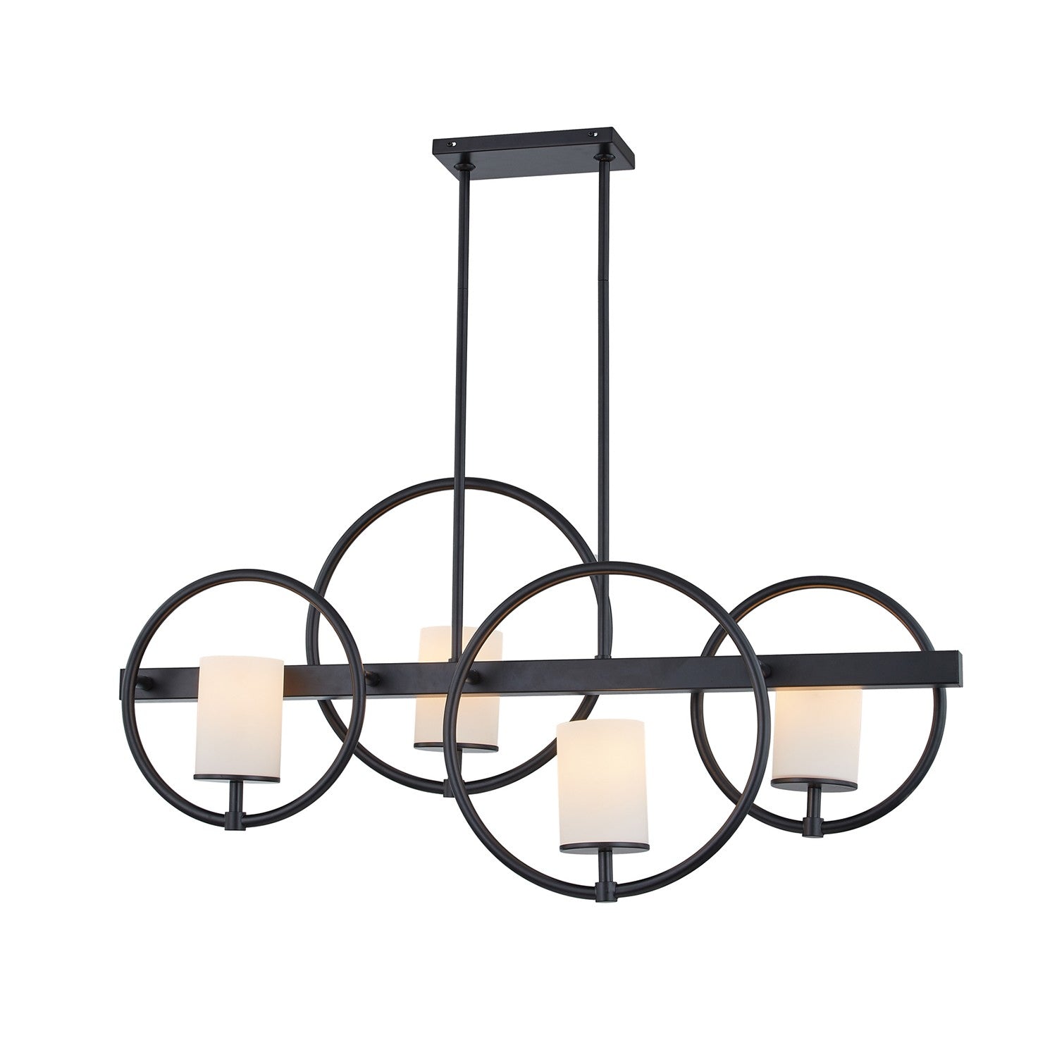 Justice Designs - FSN-4370-OPAL-MBLK - Four Light Island Chandelier - Fusion - Matte Black