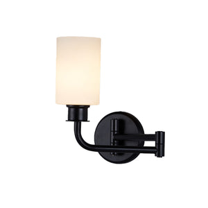 Justice Designs - FSN-4411-OPAL-MBLK - One Light Wall Sconce - Fusion - Matte Black