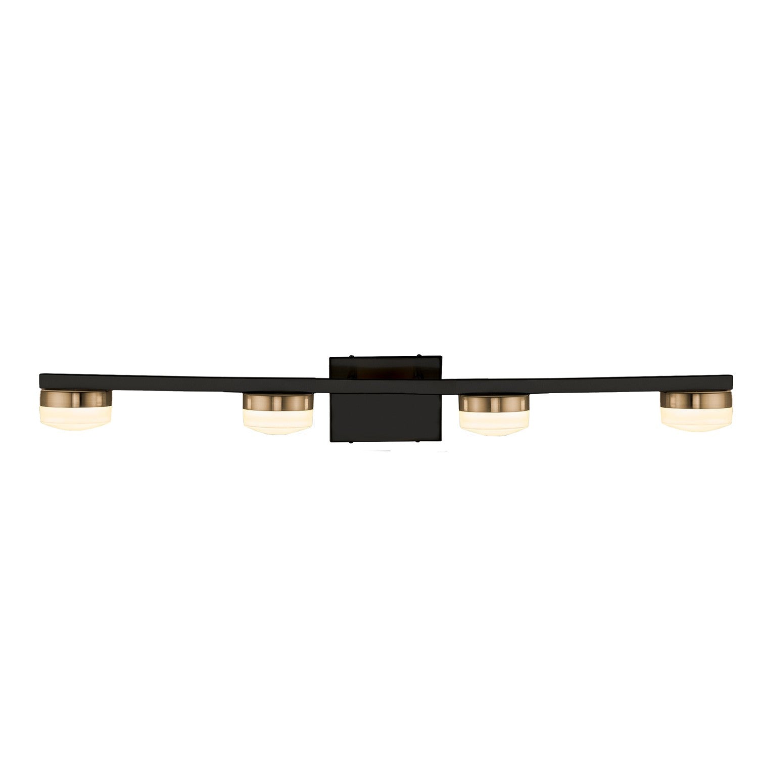 Justice Designs - FSN-8994-OPAL-MBBR - LED Bath Bar - Fusion - Matte Black w/ Brass